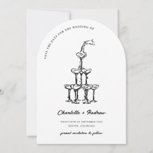 Elegant Wedding Save The Date Martini Tower Arch Invitation