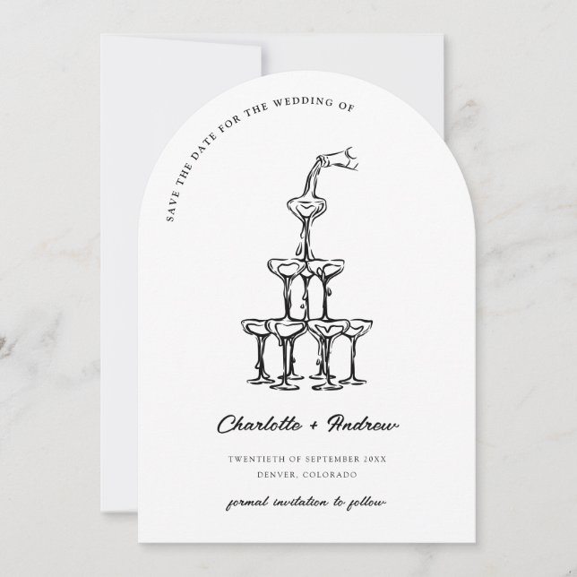 Elegant Wedding Save The Date Martini Tower Arch Invitation (Front)