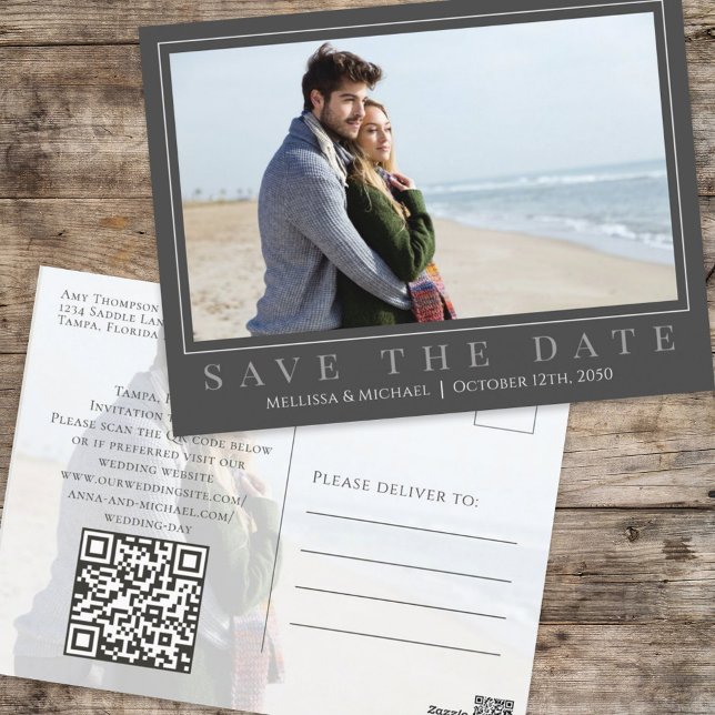 Elegant Wedding Save the Date Photo Postcard (Creator Uploaded)