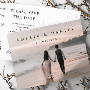 Elegant wedding save the date photo postcard