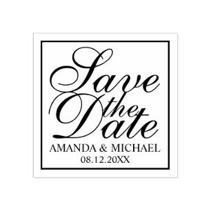 Elegant Wedding Save the Date Rubber Stamp