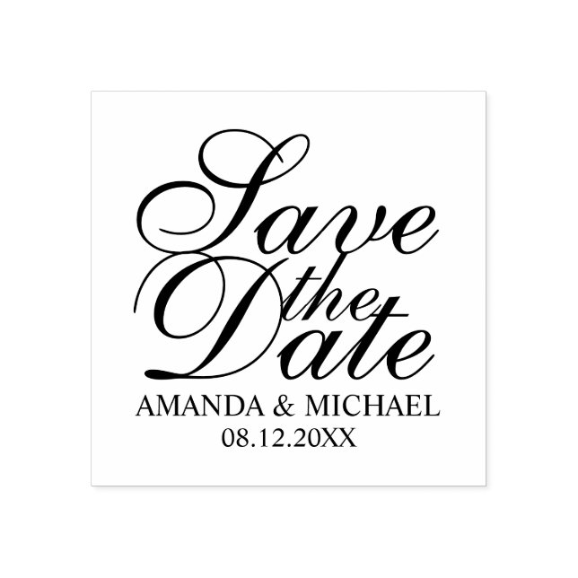 Elegant Wedding Save the Date Rubber Stamp (Imprint)