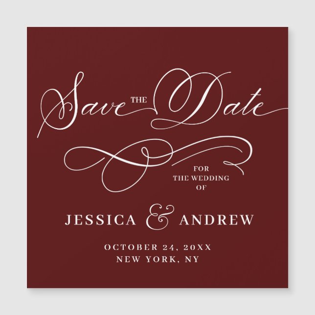 Elegant Wedding Save the Date Simple Magnetic Card (Front)
