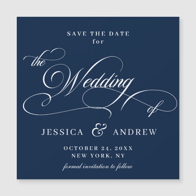 Elegant Wedding Save the Date Simple Magnetic Card (Front)