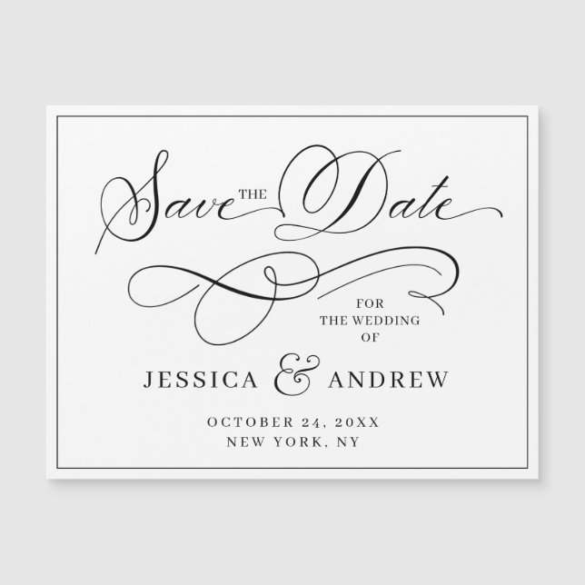 Elegant Wedding Save the Date Simple Magnetic Card (Front)