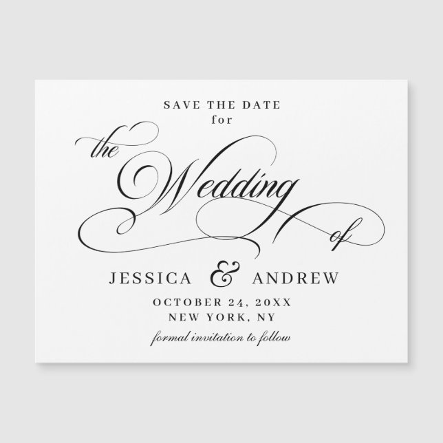 Elegant Wedding Save the Date Simple Magnetic Card (Front)