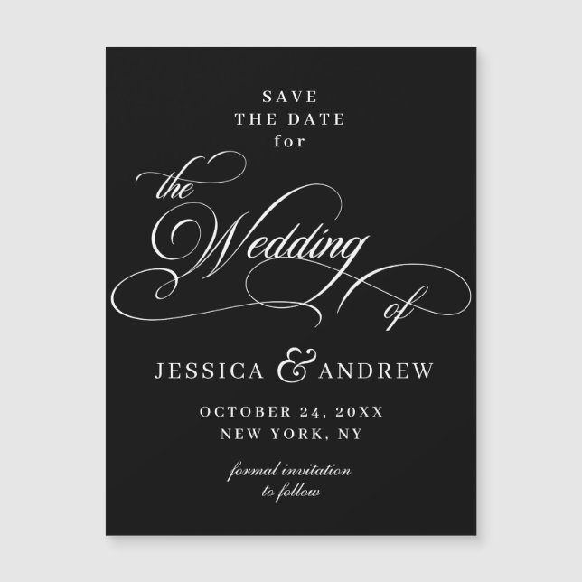 Elegant Wedding Save the Date Simple Magnetic Card (Front)