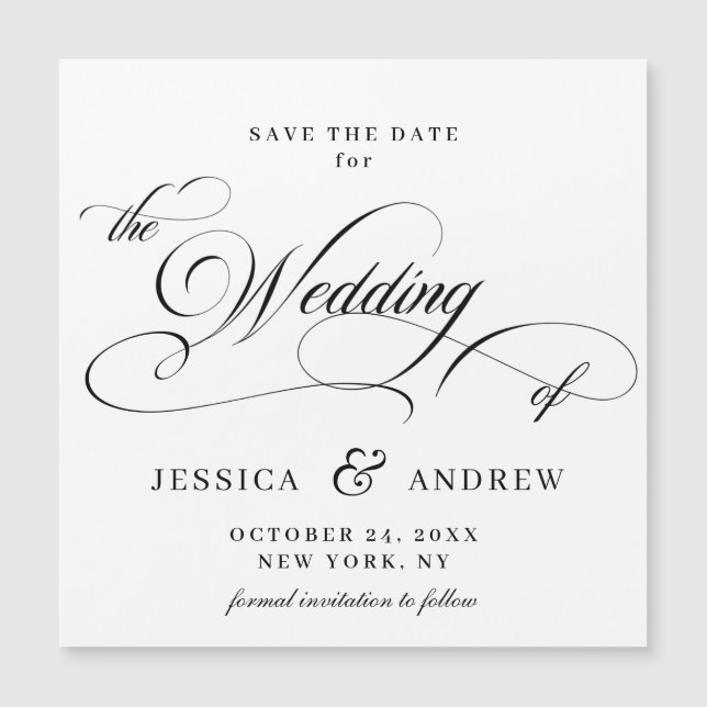 Elegant Wedding Save the Date Simple Magnetic Card (Front)
