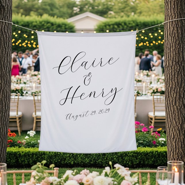 Elegant Wedding Script Tapestry Backdrop (Creator Uploaded)