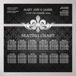 Elegant Wedding Seating Chart Fleur De Lis Black