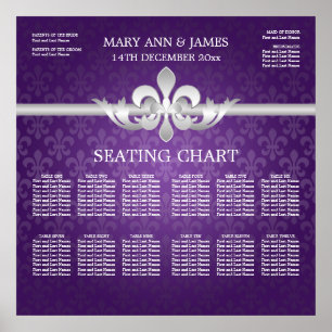Elegant Wedding Seating Chart Fleur De Lis Purple