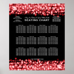 Elegant Wedding Seating Chart Party Sparkles Red