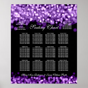 Elegant Wedding Seating Chart Purple Lights