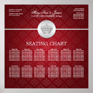 Elegant Wedding Seating Chart Royal Crown Red