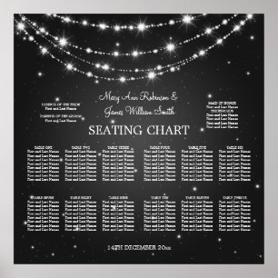Elegant Wedding Seating Chart Sparkling Chain Blac