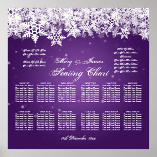 Elegant Wedding Seating Chart Winter Snow Purple