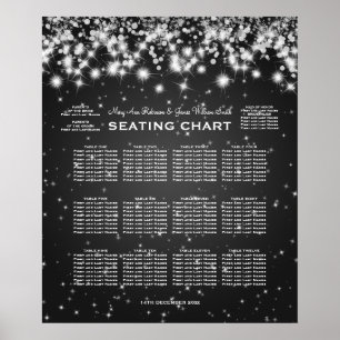 Elegant Wedding Seating Chart Winter Sparkle Black