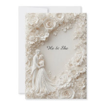 🌸 Elegant Wedding Silhouette Ivory Floral Paper