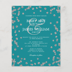 Elegant Wedding Silver Glitter Confetti Teal