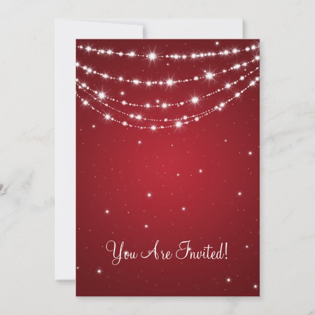 Elegant Wedding Sparkling Chain Red Invitation (Front)