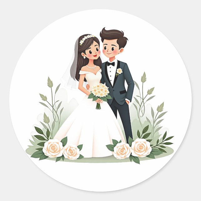 Elegant Wedding Sticker (Front)