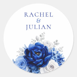 Elegant Wedding Sticker Blue Rose Floral White Edi