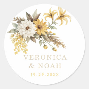 Elegant Wedding Sticker Floral Gold Botanical