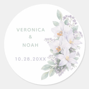 Elegant Wedding Sticker White Orchid Floral Editab