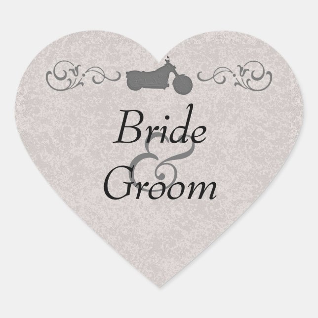 Elegant Wedding Stickers for Biker Couples (Front)