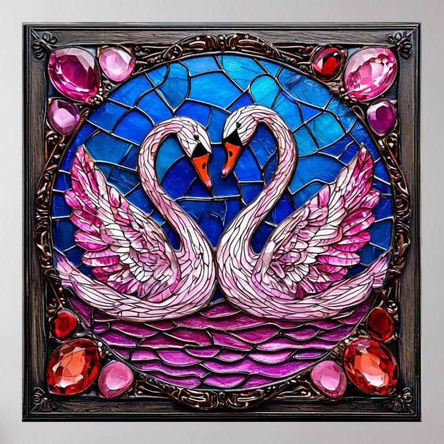 Elegant Wedding Swans White Birds Harmony Art 🦢💍 Poster (Front)