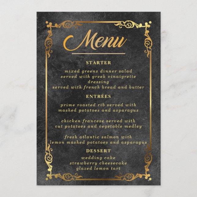 Elegant  Wedding Table Menu Cards Flat Menu (Front)