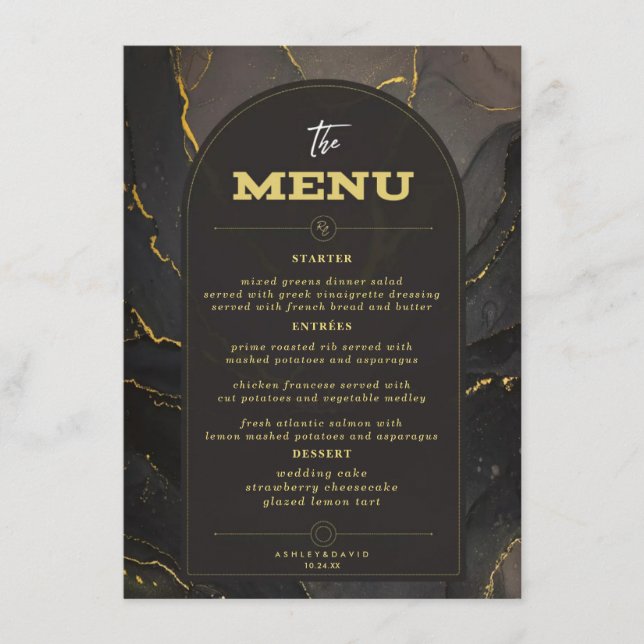 Elegant  Wedding Table Menu Cards Flat Menu (Front)
