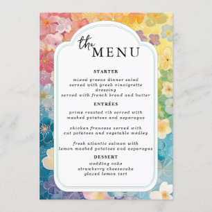 Elegant  Wedding Table Menu Cards Flat Menu