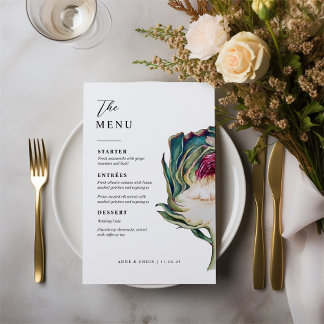 Elegant wedding table menu watercolor