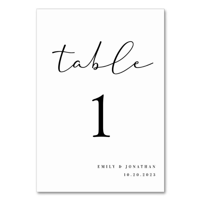 Elegant Wedding Table Number (Front)
