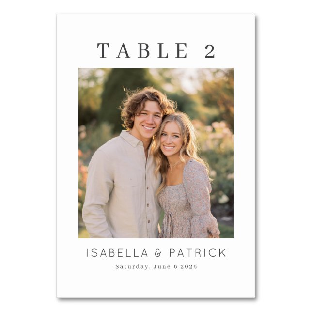 Elegant Wedding Table Number Card (Front)