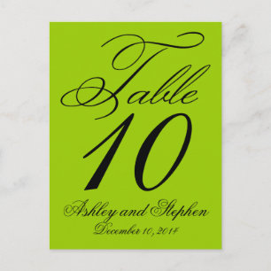 Elegant Wedding Table Number Cards Apple Green
