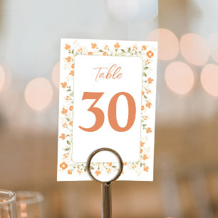 Elegant Wedding Table Number Peach Floral 