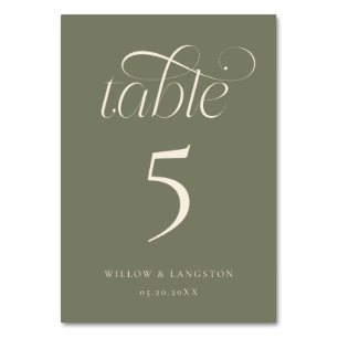 Elegant Wedding Table Number Sage Green