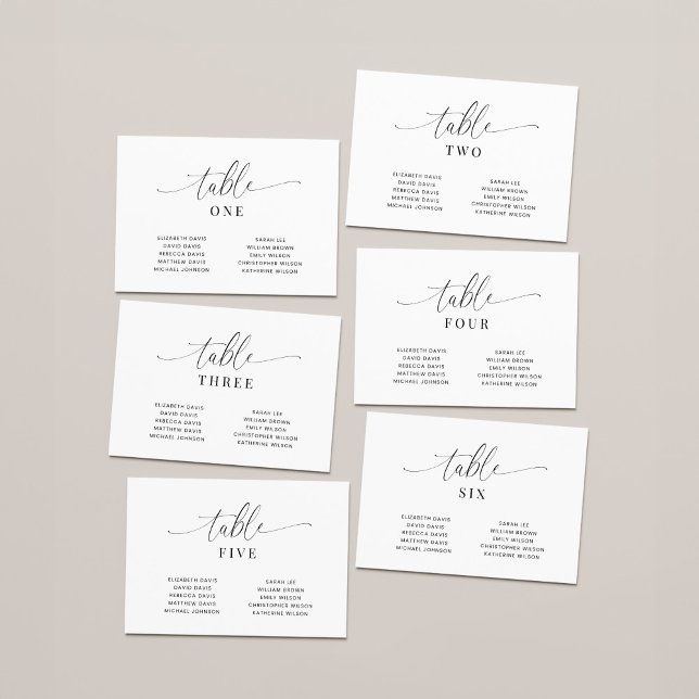 Elegant Wedding Table Number Seating Chart Cards (Creator Uploaded)