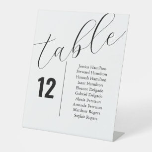 Elegant Wedding Table Number Seating Chart Cards Pedestal Sign