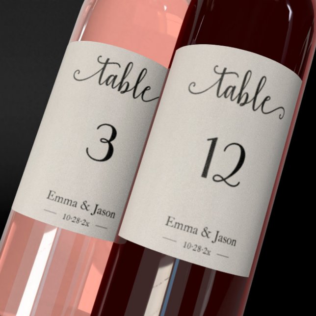 Elegant Wedding Table numbers Wine bottle lable (Creator Uploaded)