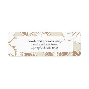 Elegant Wedding Tan and White Flowers Address Return Address Label
