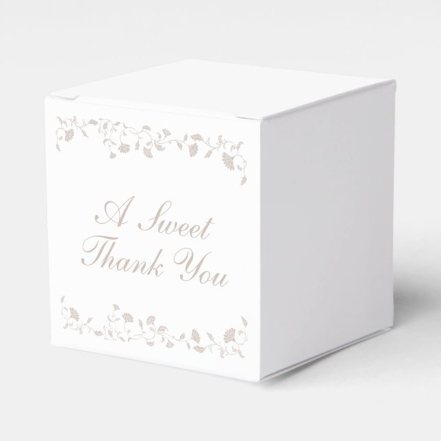 Elegant Wedding Tan Floral Library Thank You Favour Box (Front Side)