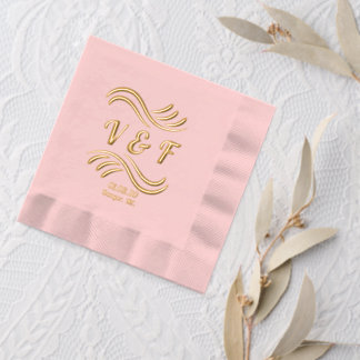 Elegant Wedding Text and Swash Lines  Foil Napkins