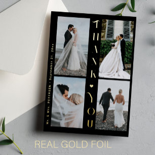 Elegant wedding text photo collage thank you card