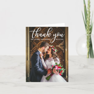 Elegant Wedding Thank You Bride and Groom Photo N Card