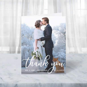 Elegant Wedding Thank You Bride Groom Photo Note Card