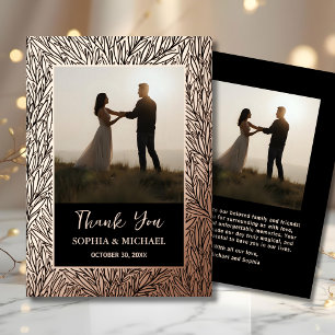 Elegant Wedding Thank You Card 2 Photo Rose Gold