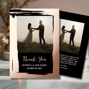 Elegant Wedding Thank You Card 2 Photo Rose Gold